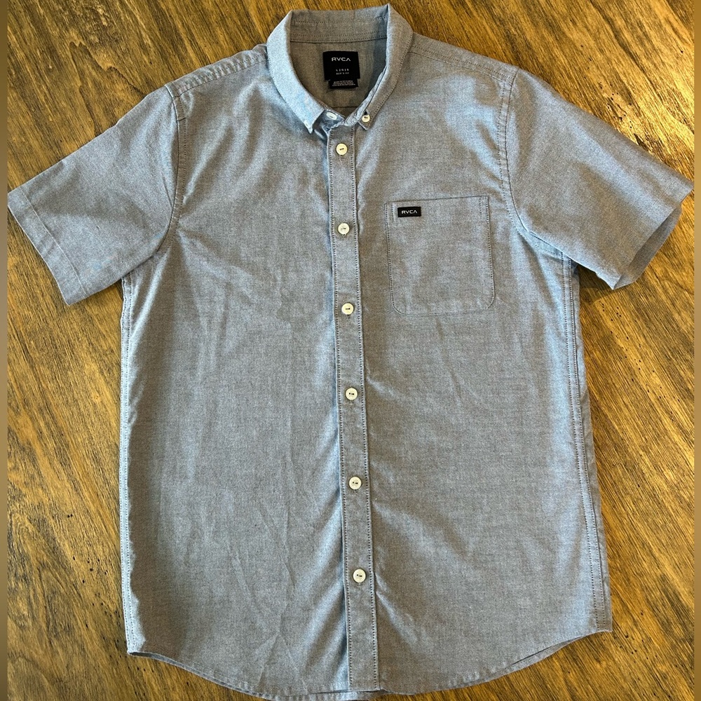 RVCA Boys Light Blue Casual Button Down Shirt